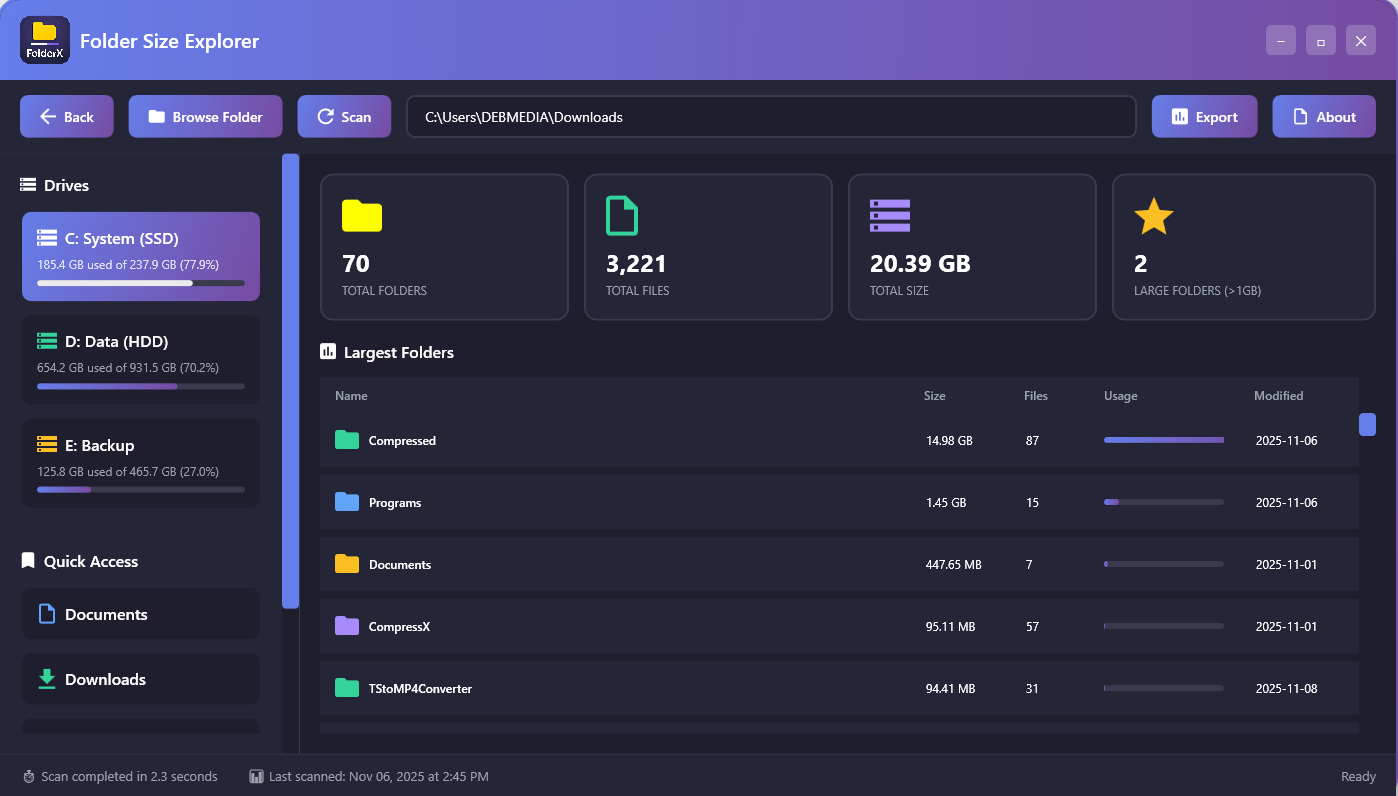 FolderX - Folder Size Explorer