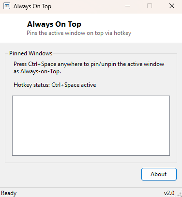 Always On Top main window