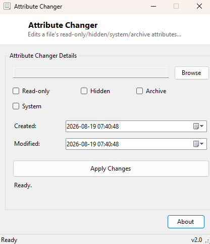 Attribute Changer main window