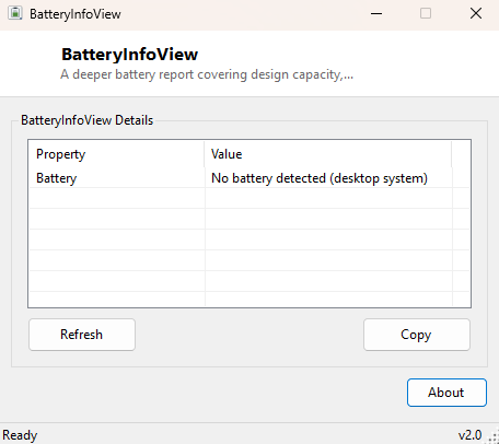 BatteryInfoView main window