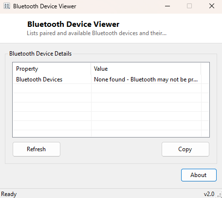 Bluetooth Device Viewer main window