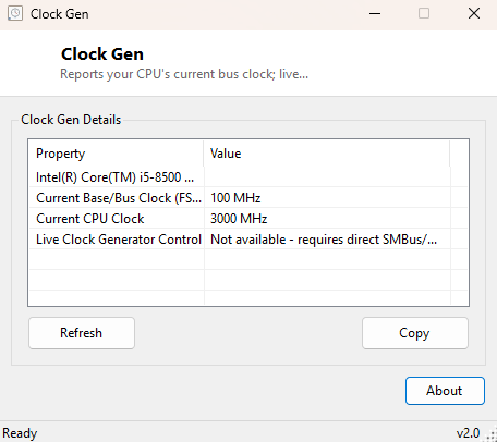 Clock Gen main window