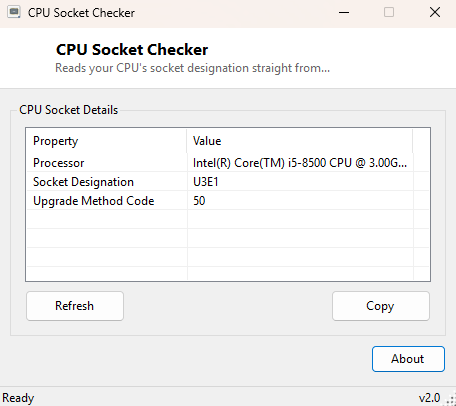 CPU Socket Checker main window