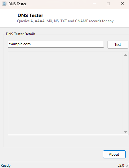 DNS Tester main window