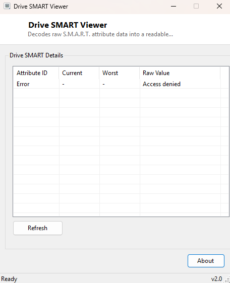 Drive SMART Viewer main window