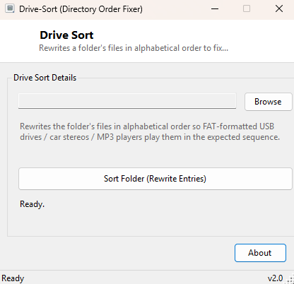 Drive Sort main window