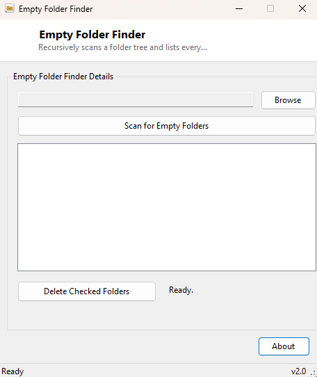 Empty Folder Finder main window