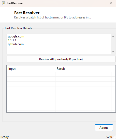 Fast Resolver main window