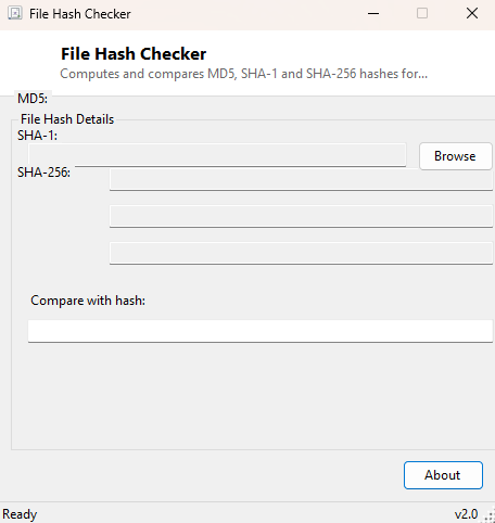 File Hash Checker main window