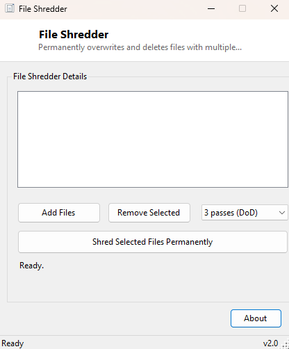 File Shredder main window