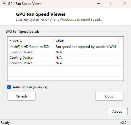 GPU Fan Speed Viewer main window