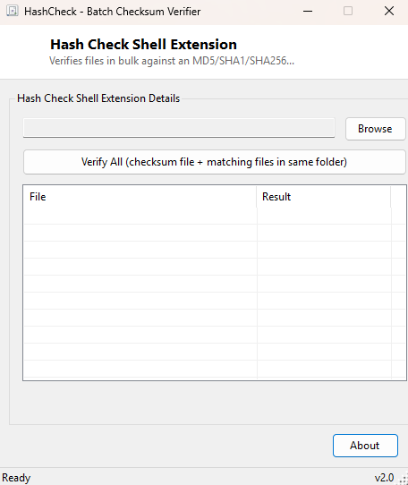 Hash Check Shell Extension main window