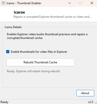 Icaros main window
