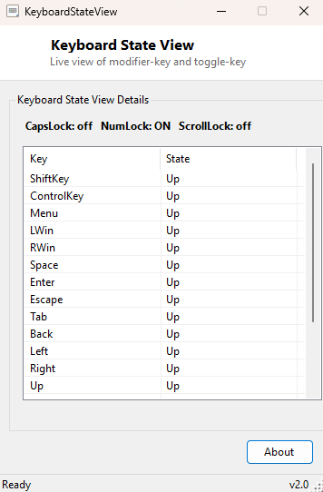 Keyboard State View main window