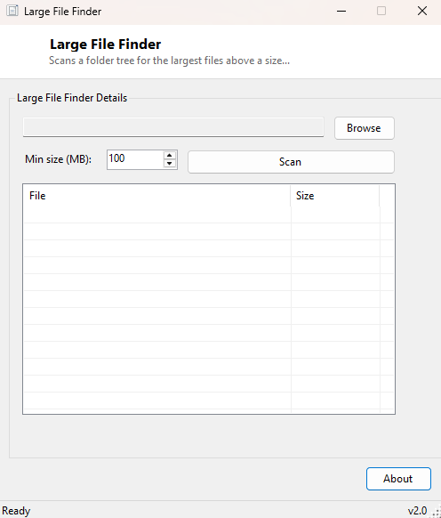 Large File Finder main window