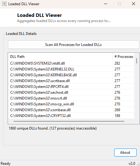 Loaded DLL Viewer main window