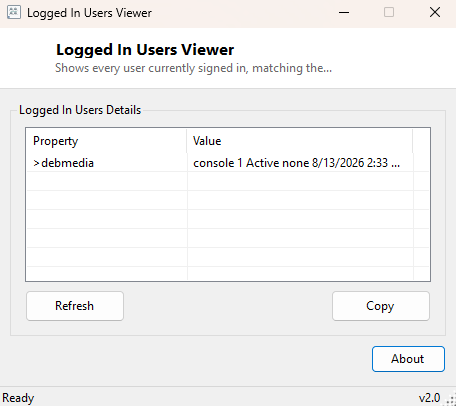 Logged In Users Viewer main window