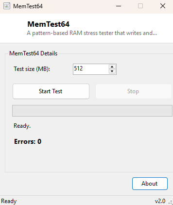 MemTest64 main window