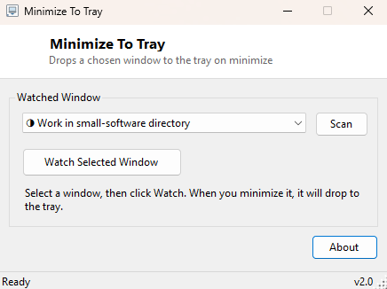 Minimize To Tray main window