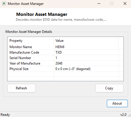 Monitor Asset Manager main window