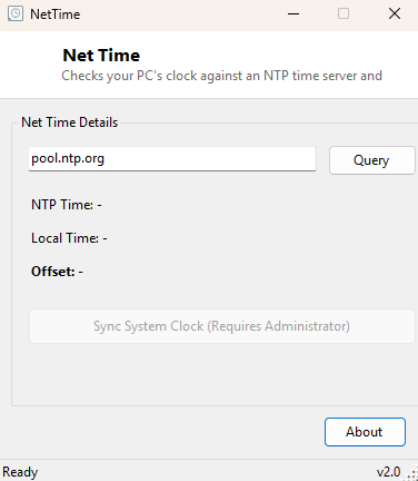 Net Time main window