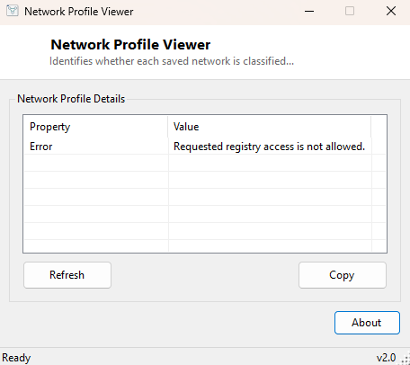 Network Profile Viewer main window