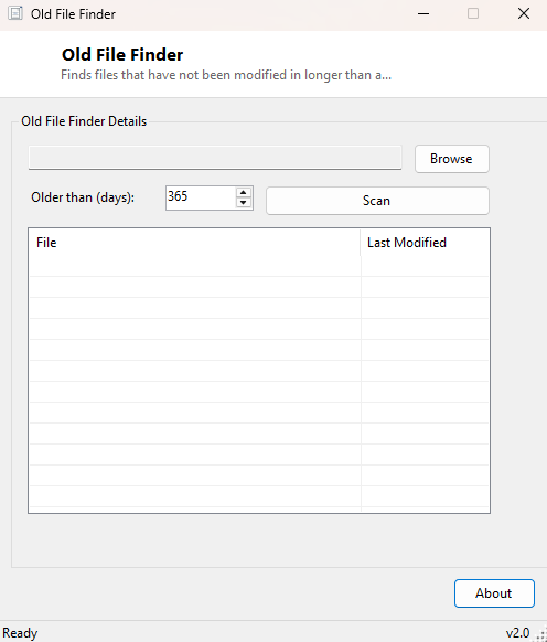 Old File Finder main window
