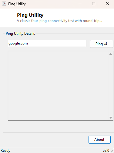 Ping Utility main window