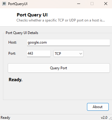 Port Query UI main window