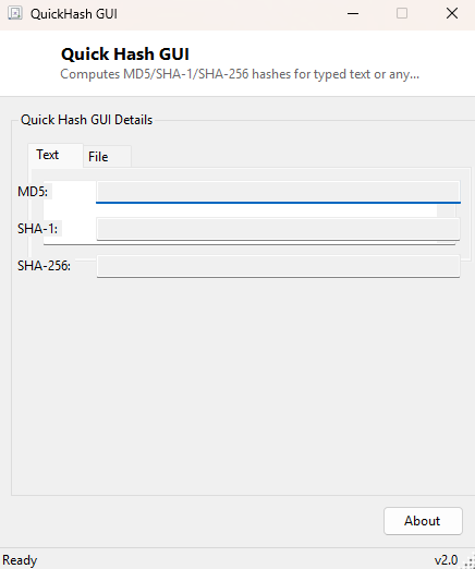 Quick Hash GUI main window