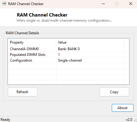 RAM Channel Checker main window