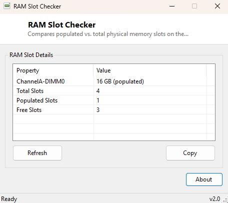 RAM Slot Checker main window