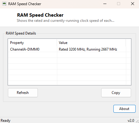 RAM Speed Checker main window