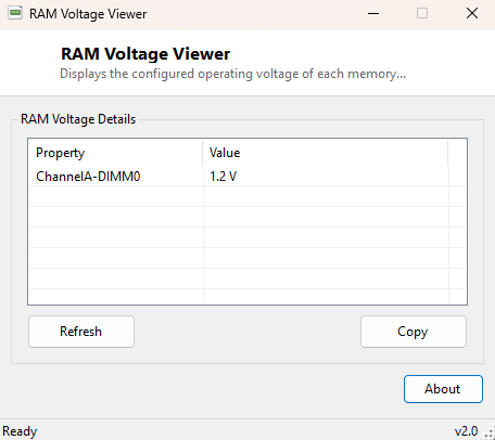 RAM Voltage Viewer main window