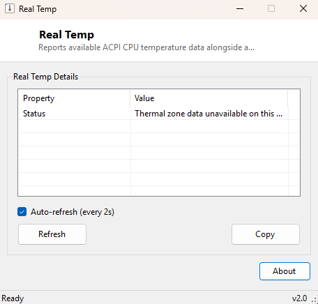 Real Temp main window