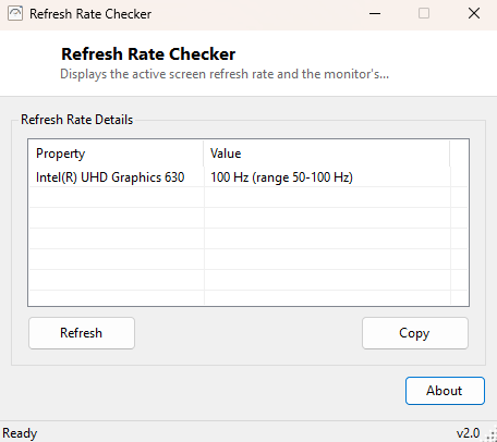 Refresh Rate Checker main window