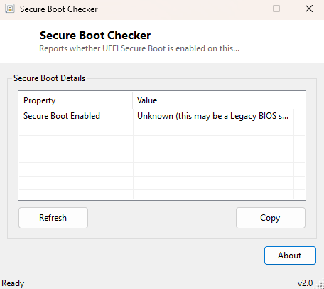Secure Boot Checker main window