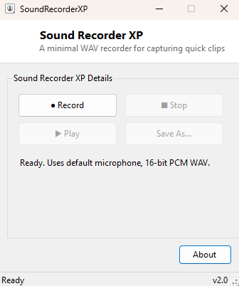 Sound Recorder XP main window