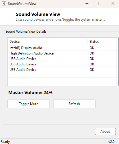 Sound Volume View main window
