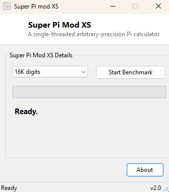 Super Pi Mod XS main window