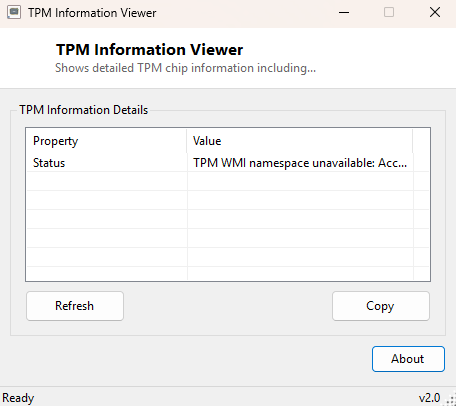 TPM Information Viewer main window