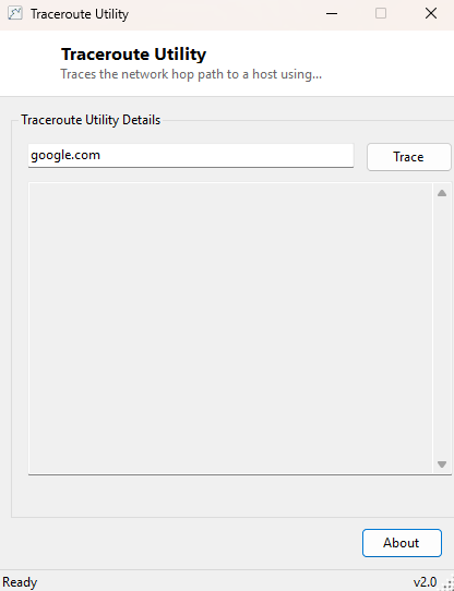 Traceroute Utility main window