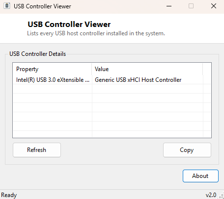 USB Controller Viewer main window