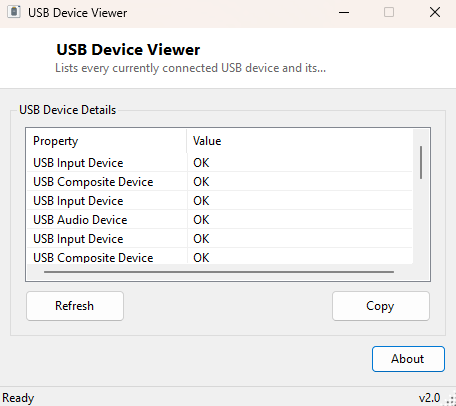 USB Device Viewer main window