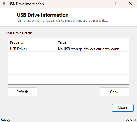 USB Drive Information main window