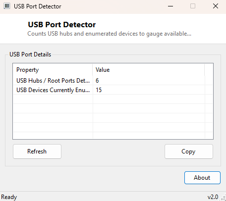 USB Port Detector main window