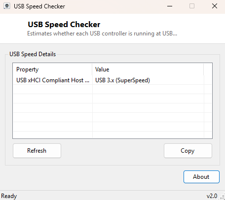 USB Speed Checker main window