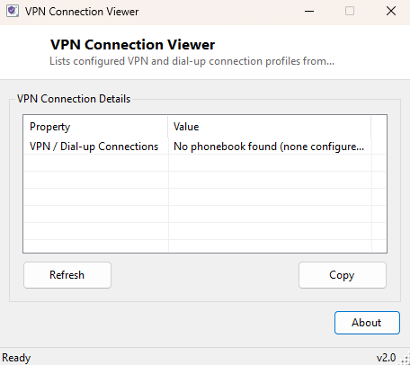 VPN Connection Viewer main window