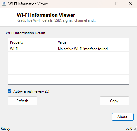 Wi-Fi Information Viewer main window