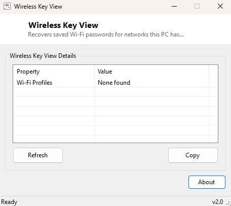 Wireless Key View main window